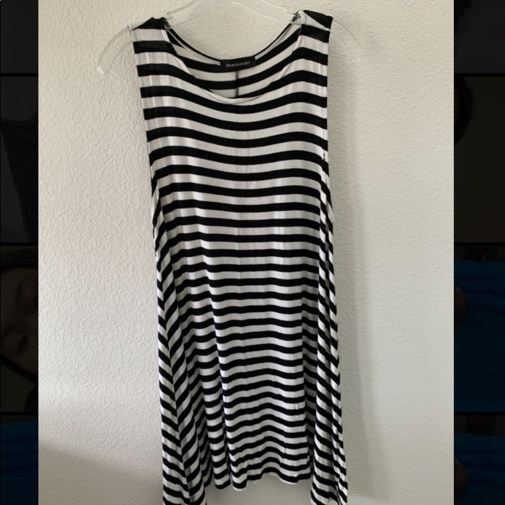HOURGLASS LILLY black/white striped swing dress